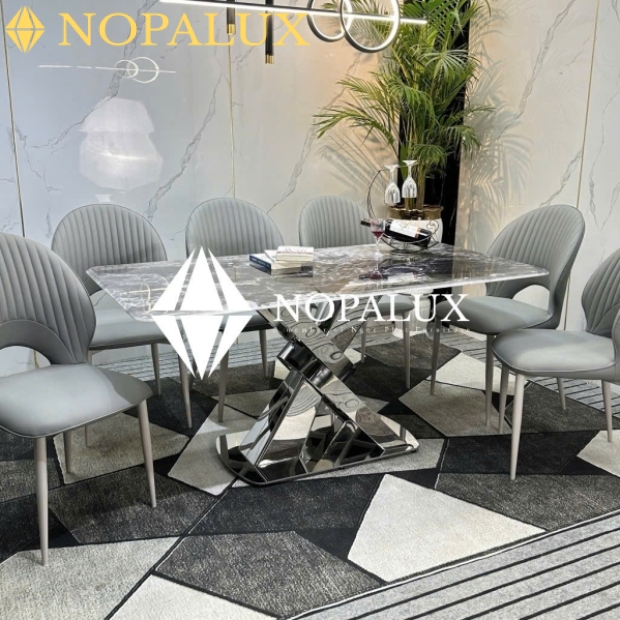 BỘ BÀN ĂN CHỮ X 6 CHÂN GHẾ NP 22