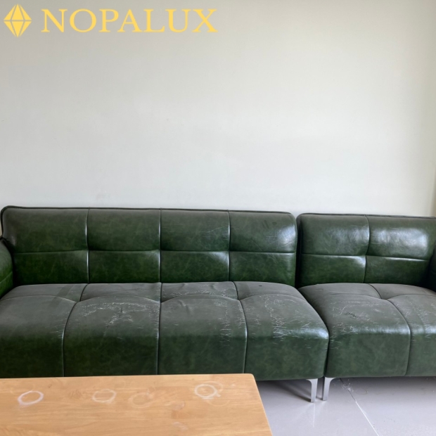 Sofa gỗ sồi nệm gối da NOPA 109W