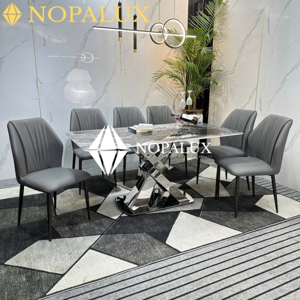 BỘ BÀN ĂN CHỮ X 6 CHÂN GHẾ NP 21