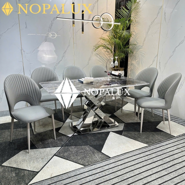 BỘ BÀN ĂN CHỮ X 6 CHÂN GHẾ NP 22